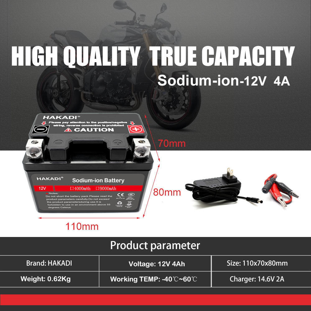 HAKADI 12 Volt Sodium Ion Battery Pack For Car Motorcycle Starting Power 115Cca~800Cca 3A 5A 9A 10A 60A 3000 Cycles