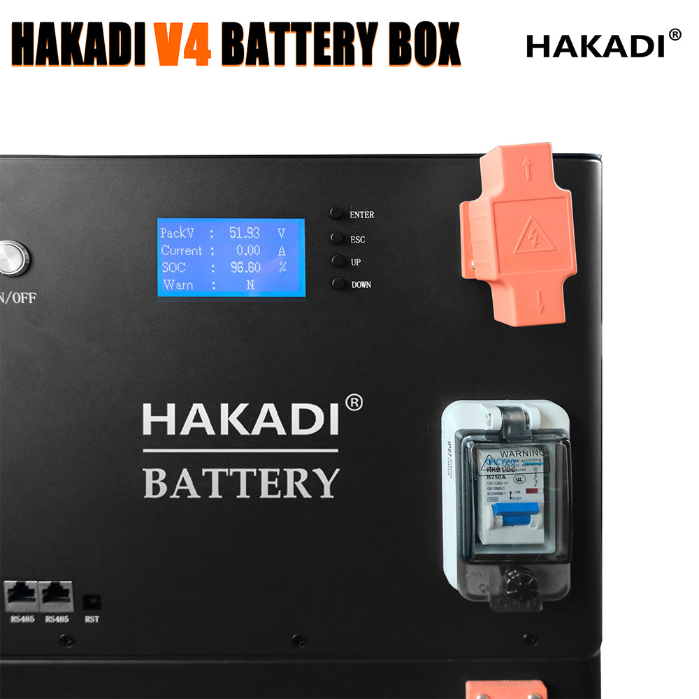 EU STOCK: HAKADI DIY BOX KIT Stackable 16S 48V 51.2V 15kwh LiFePO4 280Ah/302Ah Cell With Bluetooth 200A Smart BMS