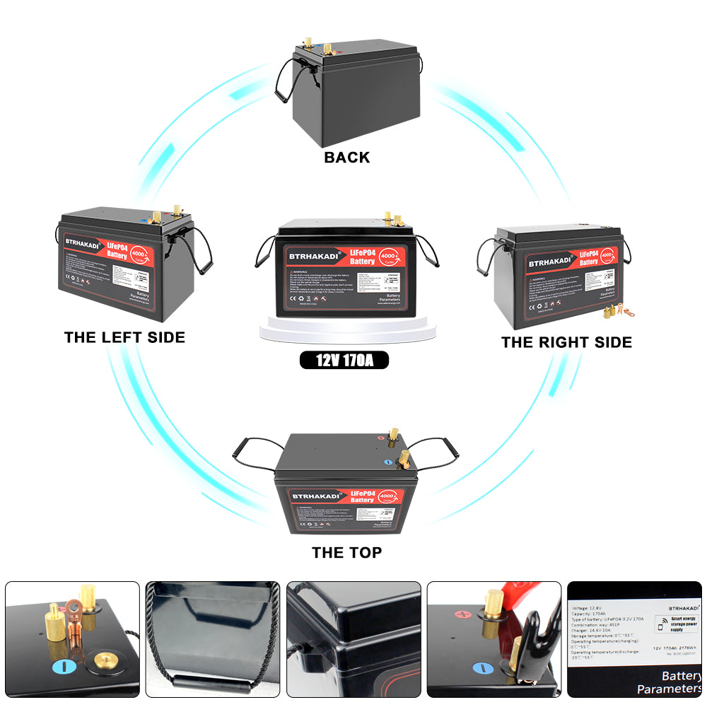 Eu Stock Lifepo4 12V For Sale 170A Lfp Pack Built-In Smart Bms Bluetooth With 20A Charger For Boat Ups Battery Lifepo4