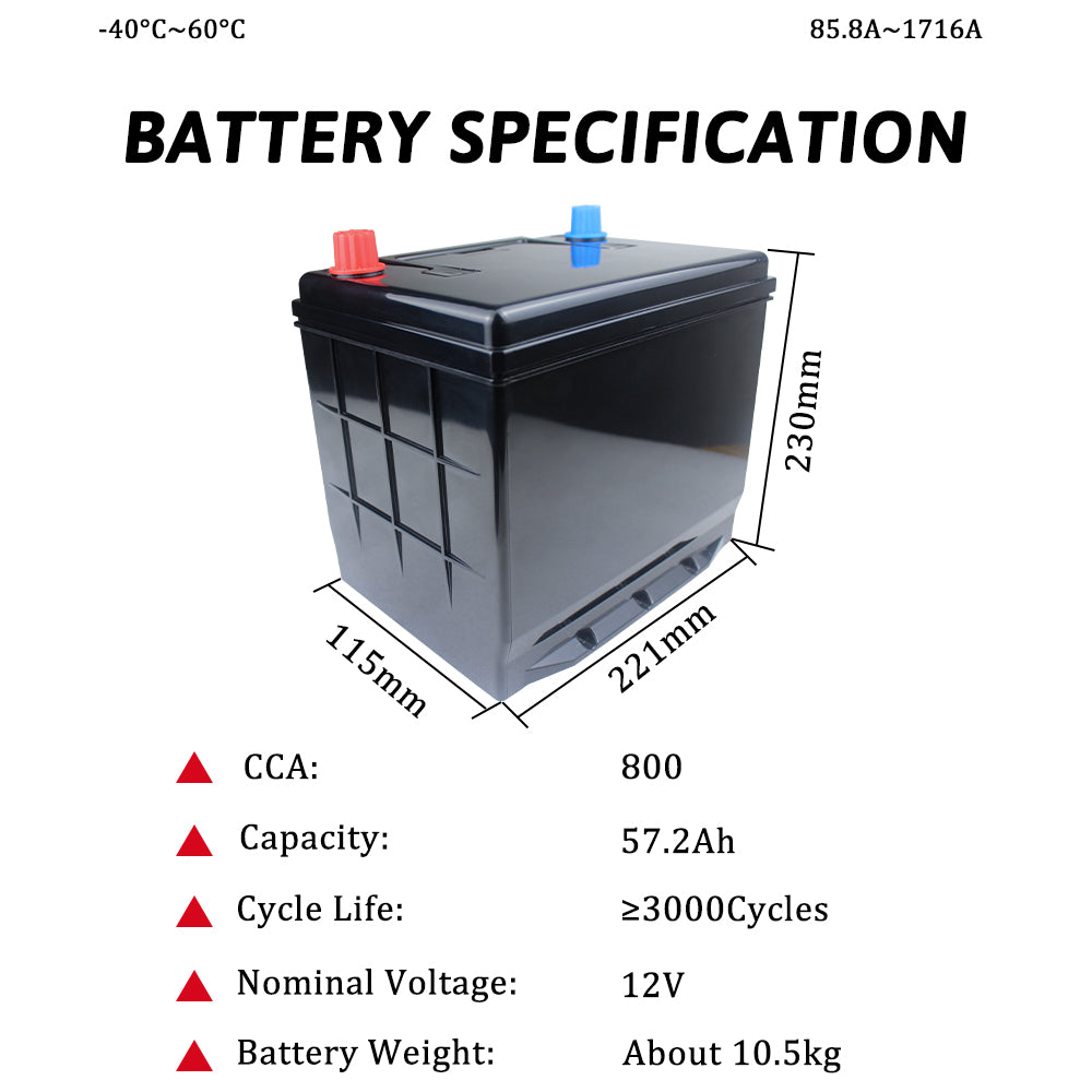 HAKADI 12V 57.2A Sodium battery NA-ION for CAR Starting Power 800CCA Car Battery 12V lifepo4 cells