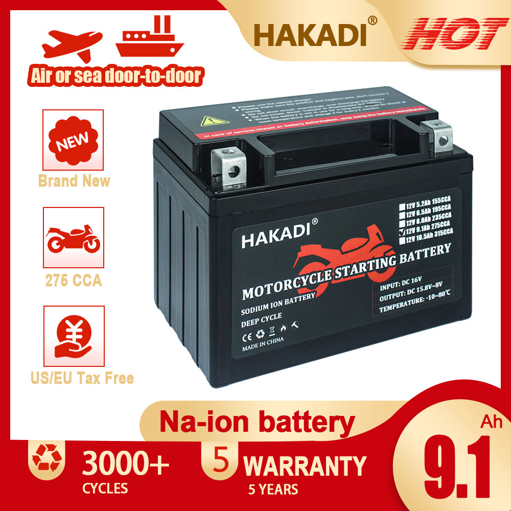 HAKADI 12V 10.4A Sodium-ion Battery for 315CCA Motor Starting power
