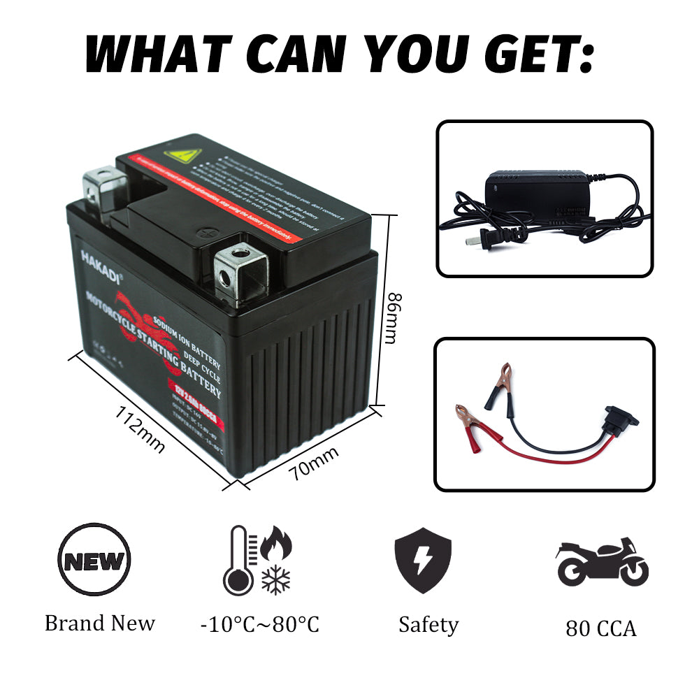 HAKADI Sodium ion Battery Pack 12V2.6A 80CCA Starting Power for Motor