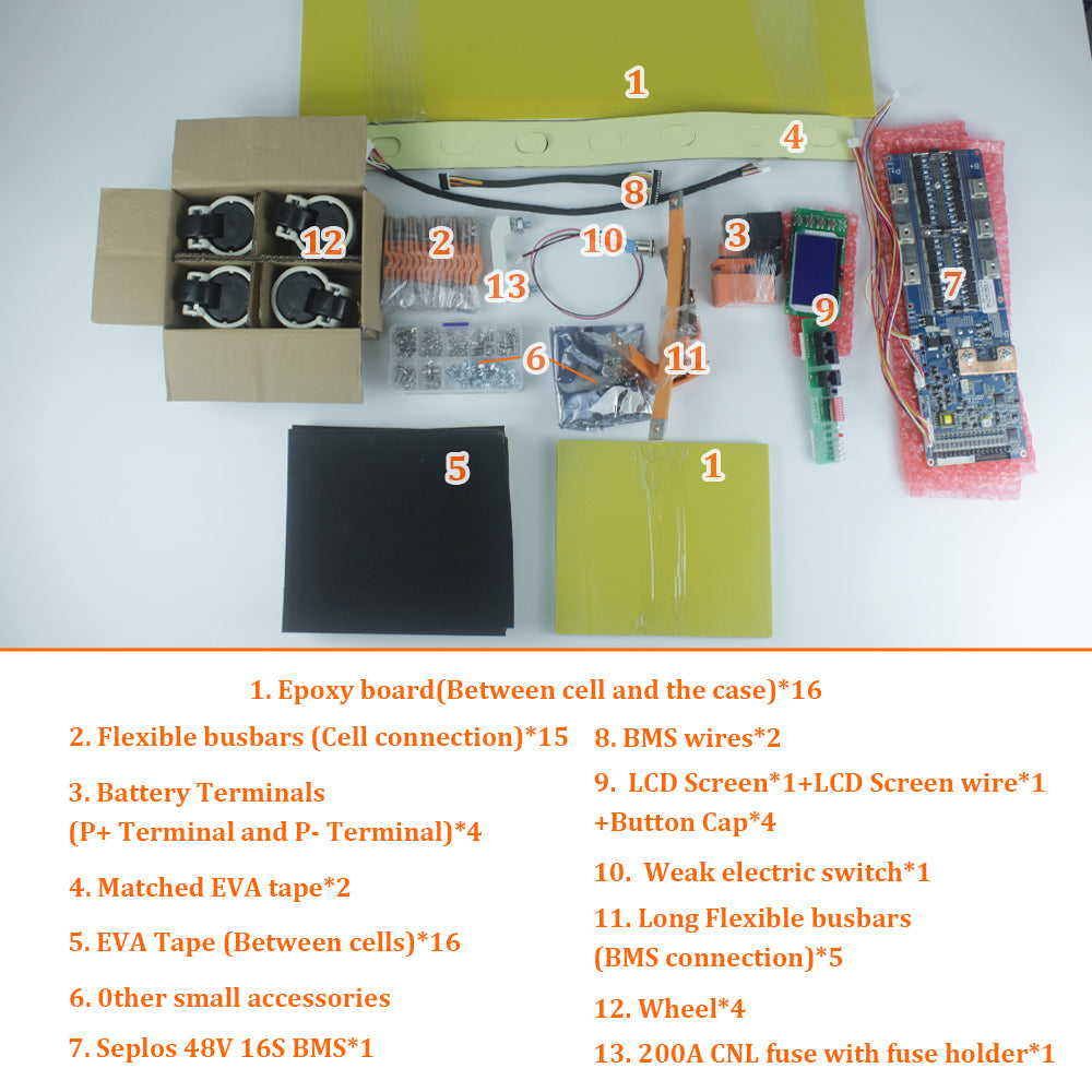 HAKADI 48V16S 280A 310A Vertical Type DIY BOX Kits Bluetooth BMS without batteries Easy to Install and move