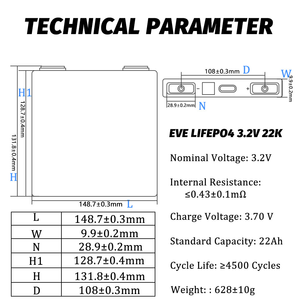 EVE 22K 3.2V 22A 3C Lifepo4 Battery Grade A for Car Audio Lithium Phosphate Battery