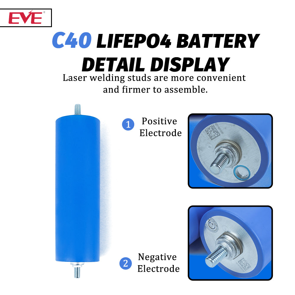EVE C40 3.2V 20A Cylindrical Lifepo4 battery Grade A 3C good for E-BIKE 36V