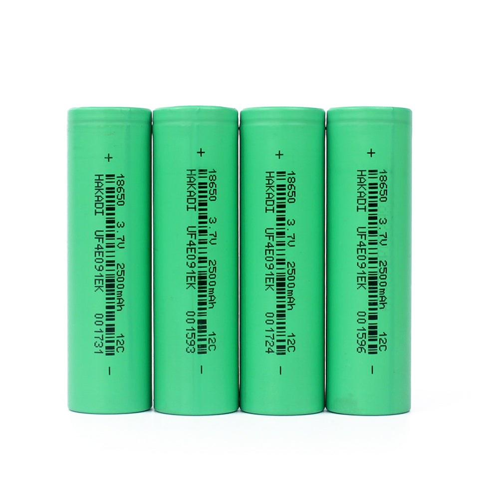 HAKADI NMC 18650 3.7v 2500mAh 12C Power li-ion cells High Rate Discharge Used For 12V5A Street Lights, Solar