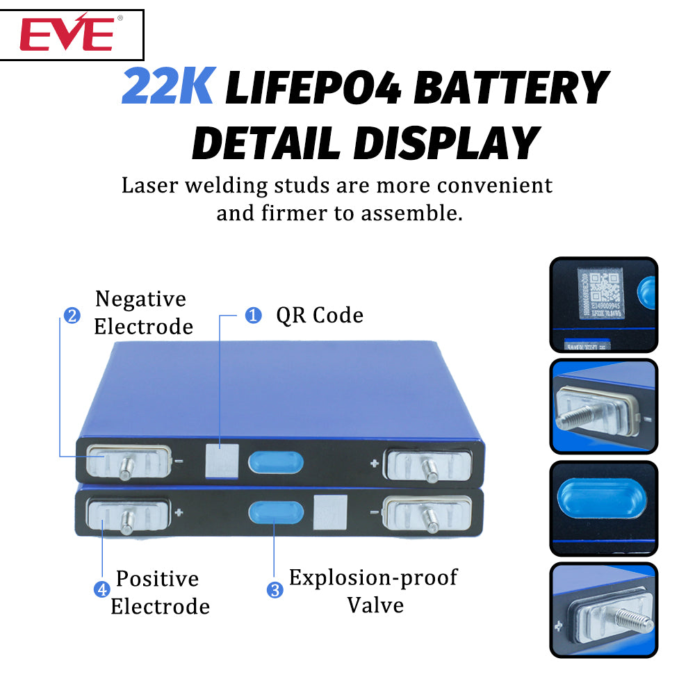 EVE 22K 3.2V 22A 3C Lifepo4 Battery Grade A for Car Audio Lithium Phosphate Battery