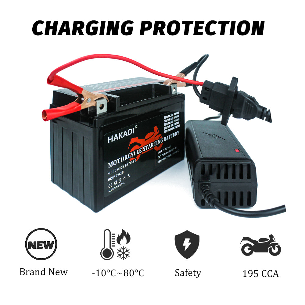 HAKADI 12V 6.5A Sodium-ion Battery Pack 195CCA Motor battery Power use