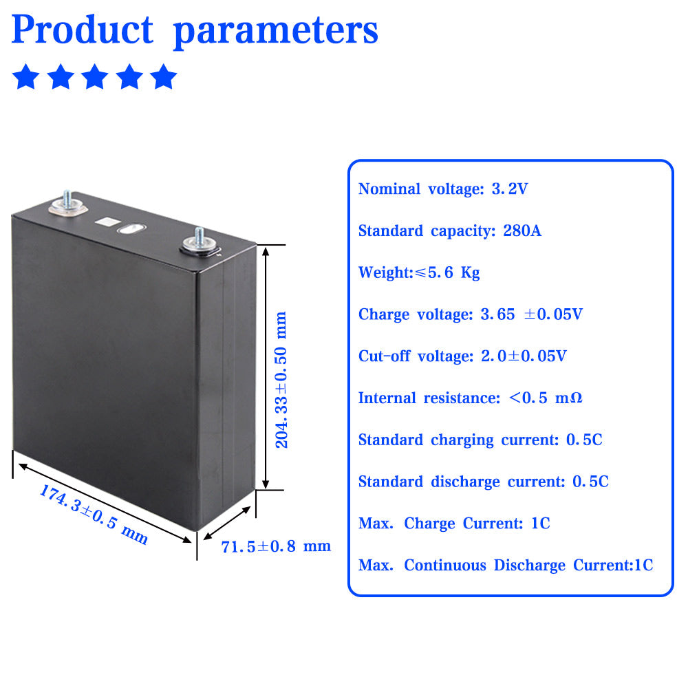 Sunwoda 3.2V280AH Lifepo4 Battery Prismatic Cells Grade A best for 15kwh ESS