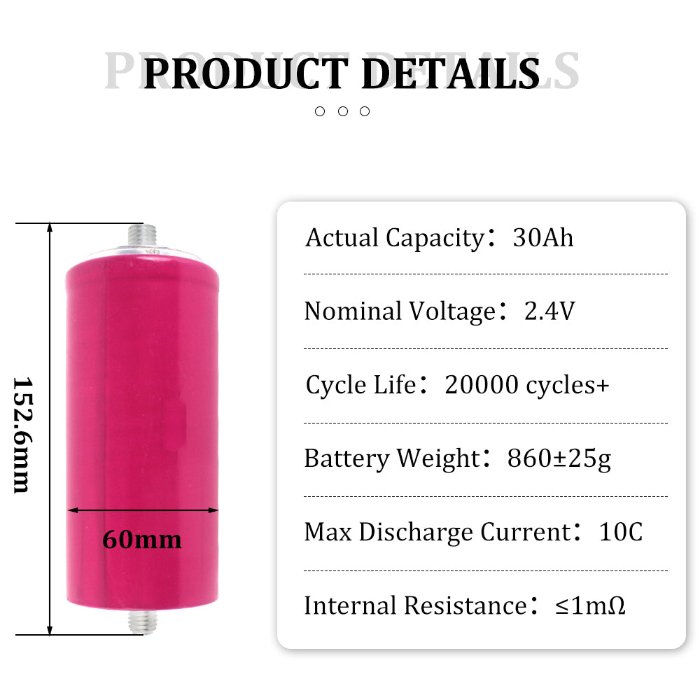 BLD LTO Battery 2.3V 10A 12.6A 30A 36A Grade A 10C 20C Discharge 20000+ cycles Car audio