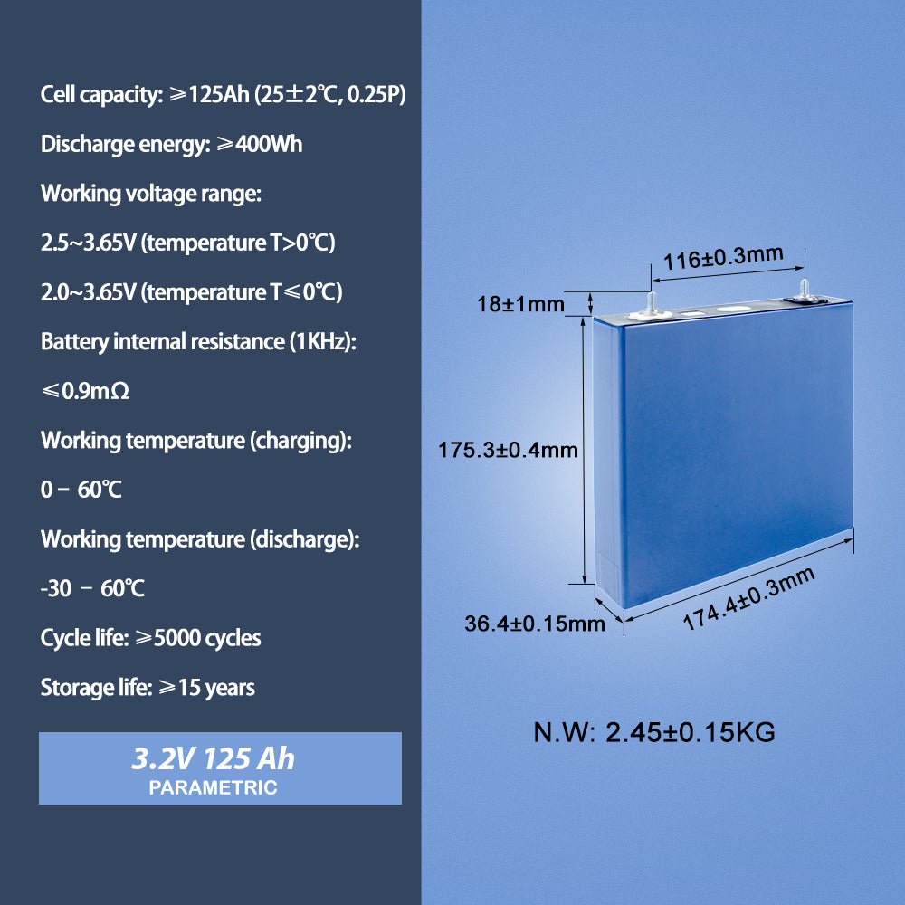 CALB 125A LF125 Brand new LiFePO4 battery cell High Energy Density Grade A 6000Cycles with M6 Studs 12v Boat Battery Pack