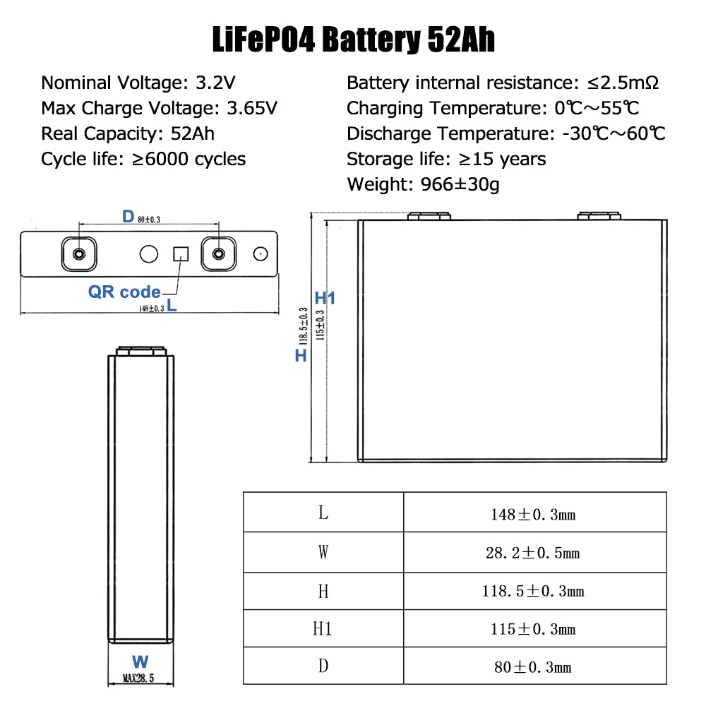 Best Selling Gotion 3.2v 52A Brand New A+ Lifepo4 Battery Good for E-bike EV RV Golf Car DIY Battery Pack