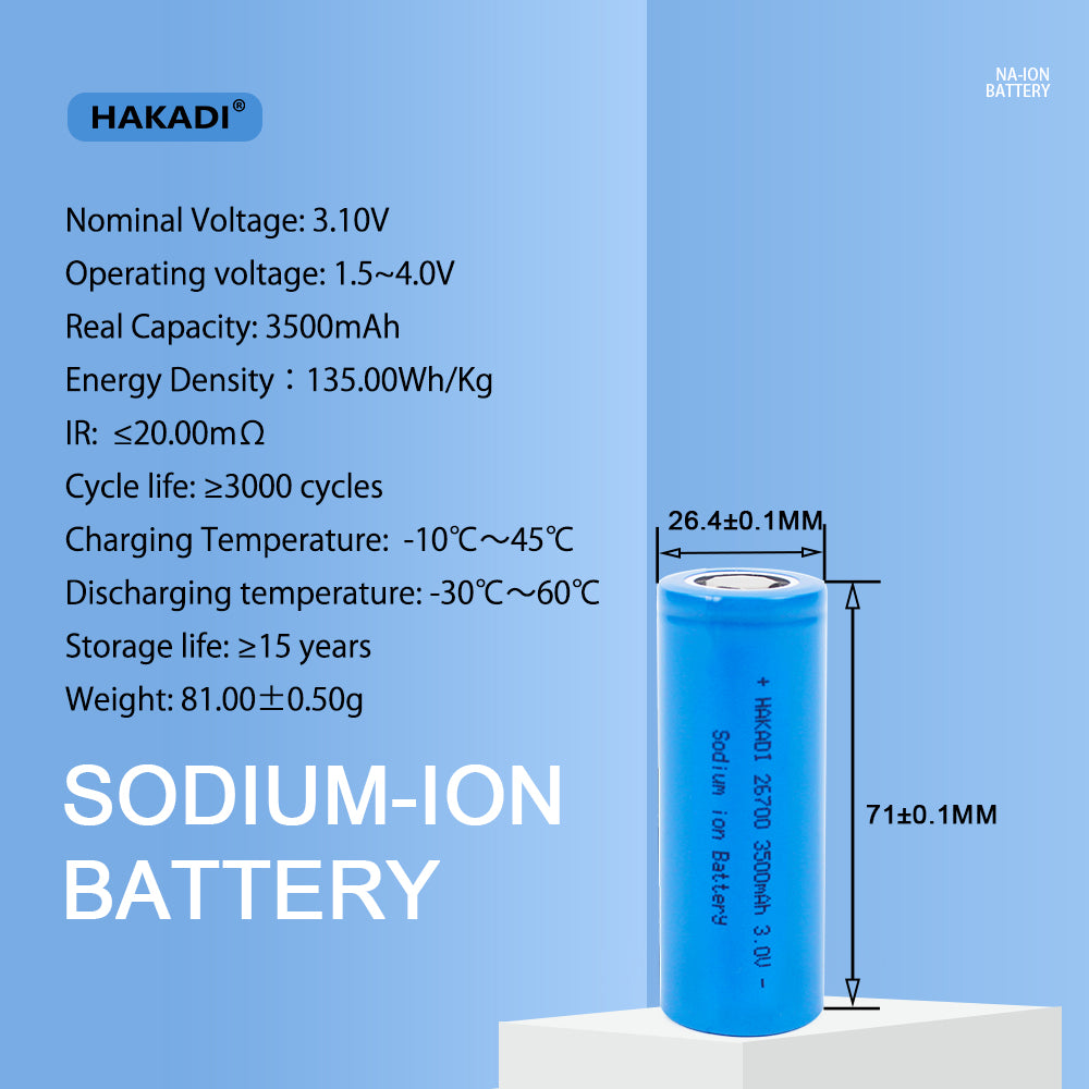 HAKADI Sodium Batteries for Sale 26700 3.0V 3200mAh New Rechargeable Battery ebike 36V