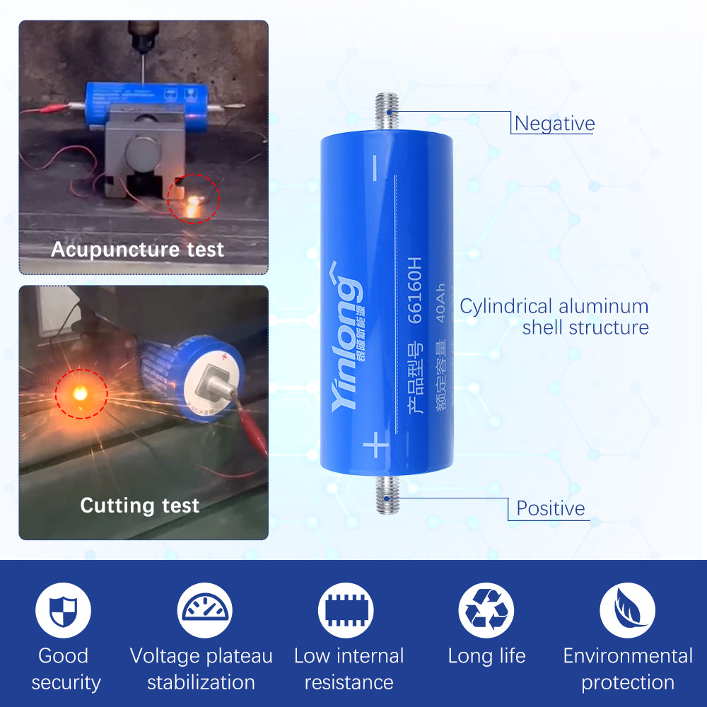 Grade A+ Yinlong Battery Cells 2.3V 40Ah Lto 66160H Lithium Hthium Battery 30000 Cycles For Bus Truck Vehicel Batteries