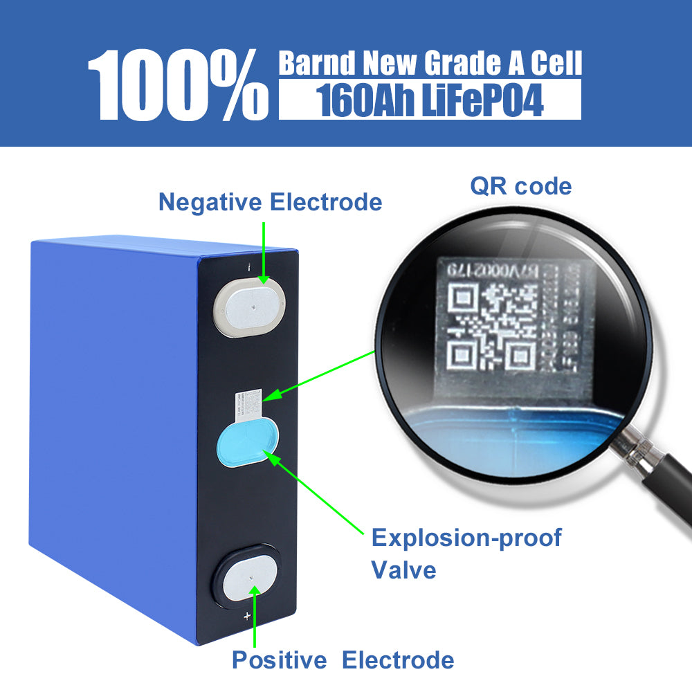 HAKADI EVE 160Ah LiFePO4 3.2V Rechargeable Battery Grade A Prismatic Cell For DIY 12V 24V 48V Pakc Solar System RV
