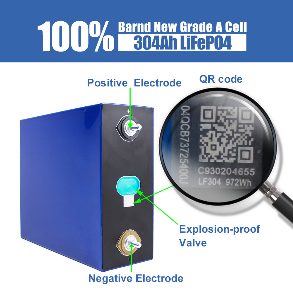 Get 20% off now HAKADI LiFePo4 EVE 3.2V 304Ah Cells Grade A Real 310ah Rechargeable Battery 6000 Cycles for Energy System EV Cells