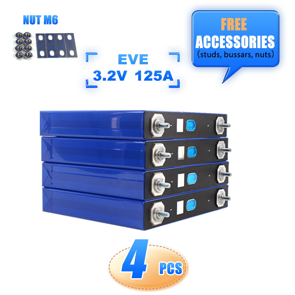 EVE LF125A 3.2V Lifepo4 Battery Grade A with M6 Studs Best for 12V PACK For Marine Boat Usage