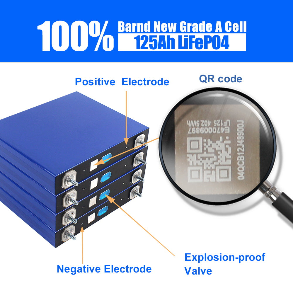 EVE LF125A 3.2V Lifepo4 Battery Grade A with M6 Studs Best for 12V PACK For Marine Boat Usage