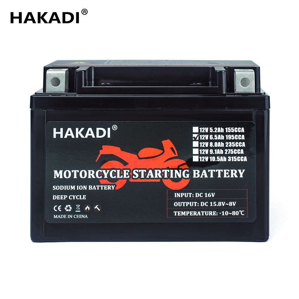 HAKADI 12V 6.5A Sodium-ion Battery Pack 195CCA Motor battery Power use