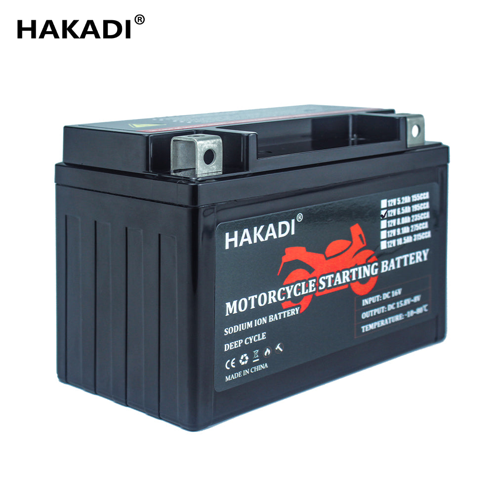 HAKADI 12V 6.5A Sodium-ion Battery Pack 195CCA Motor battery Power use