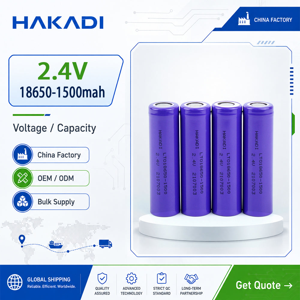 HAKADI 18650 1500mah 2.4V LTO Batteries Rechargeable Grade A 20000 cycles 10C Discharge