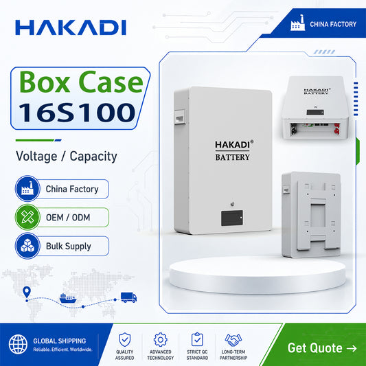 HAKADI 16S100A DIY BOX KIT with 16S 100A Smart BMS Active Balancer Suitable EVE 3.2V LF100MA lifepo4 battery OEM LOGO for Energy stock system