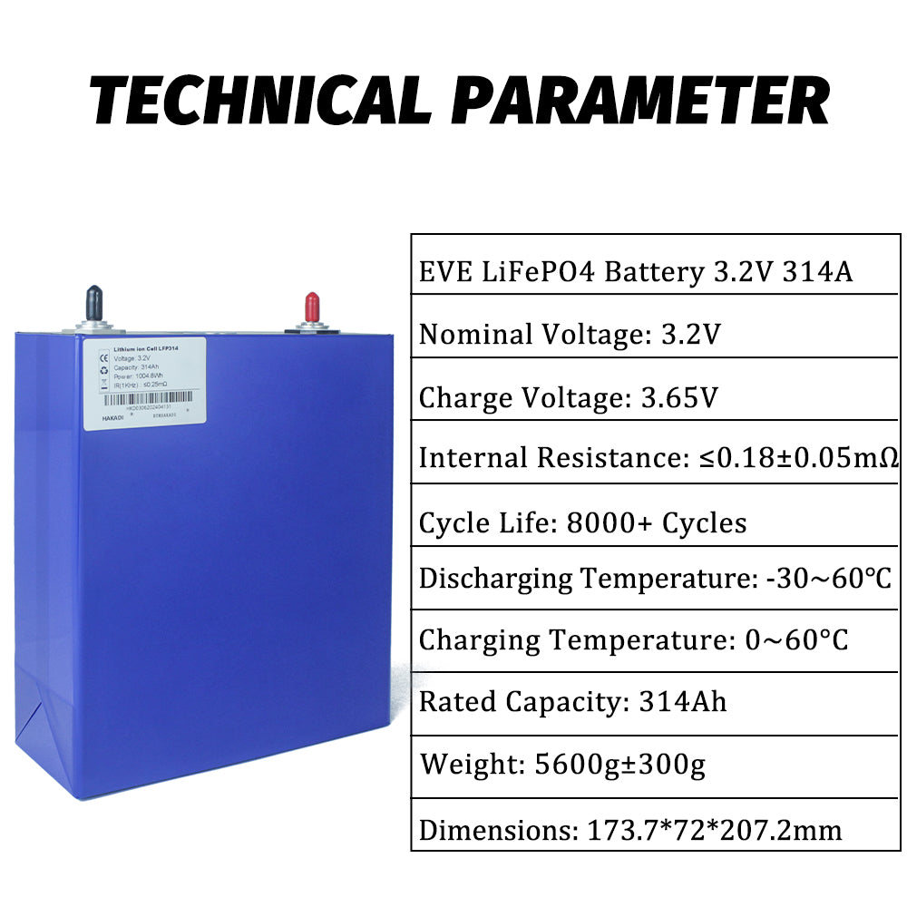 EUROPE Stock,EVE MB31 3.2v 314A lifepo4 battery Grade A Poland Ukraine DDP for 16S energy storage system