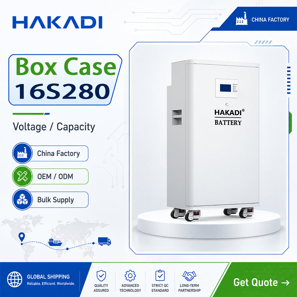 HAKADI 48V16S 280A 310A Vertical Type DIY BOX Kits Bluetooth BMS without batteries Easy to Install and move