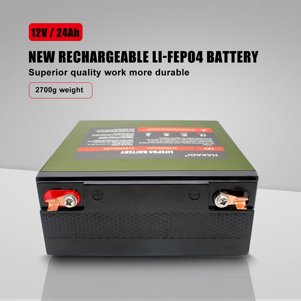 HAKADI lifepo4 12v battery 12V 24A Lithium Iron Phosphate Built-BMS 3C Battery Pack for ESS Toys car Battery