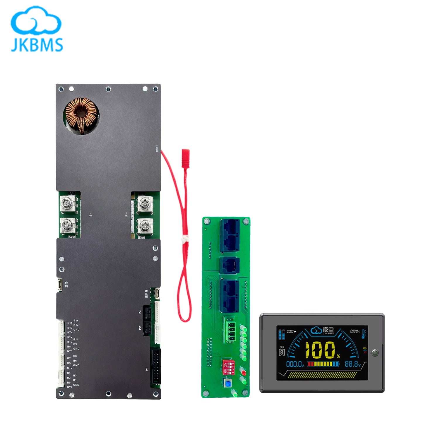 JK BMS 16S 150A 200A 48V Inverter Solar Battery with CAN/RS485 2A Active Balance for Lifepo4 Battery pack Home Energy Storage