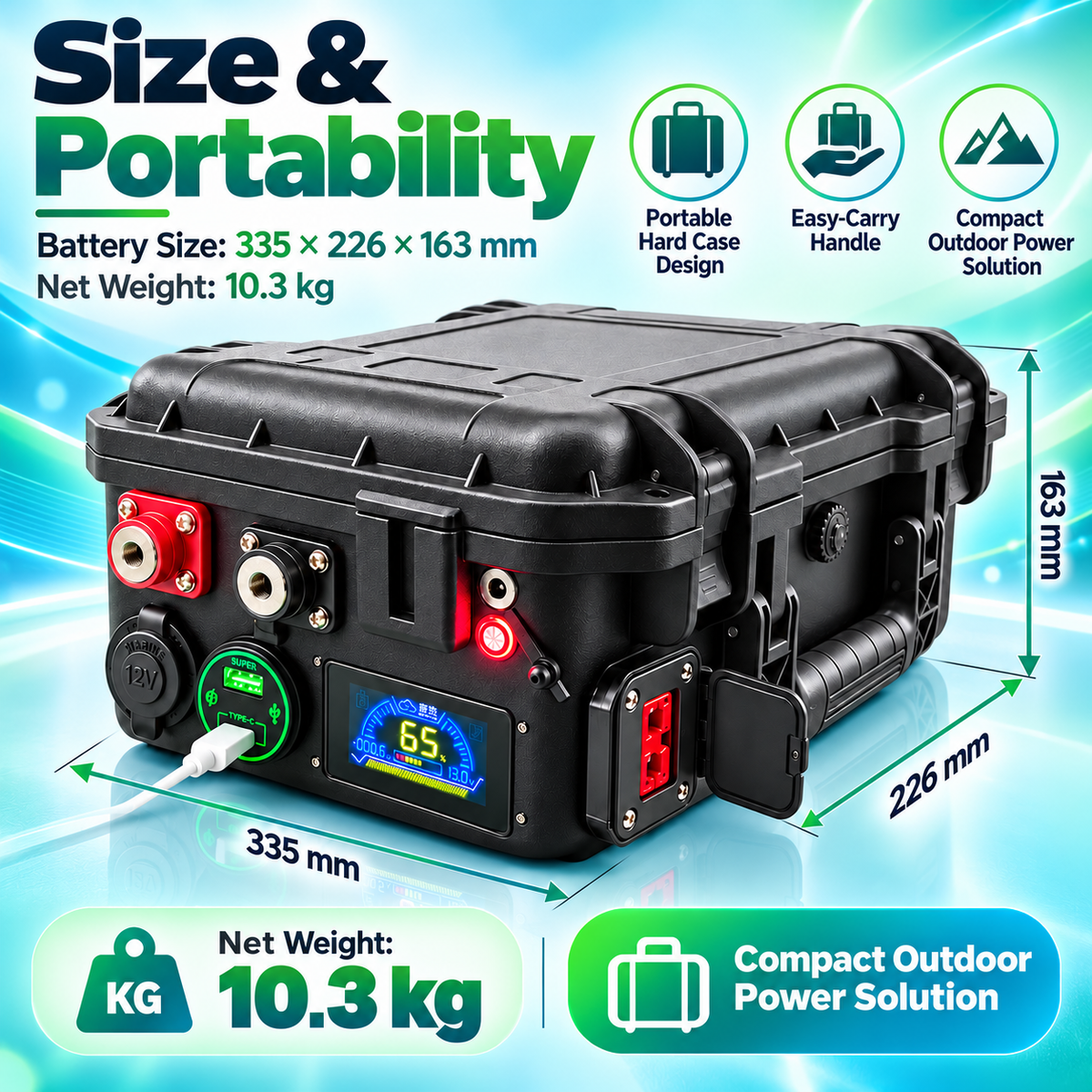 12V100Ah Outdoor Portable Battery Pack Lifepo4 Cells Grade A 4000 CYCLES with JK SMART BMS Car Socket USB Anderson