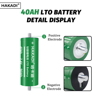 HAKADI LTO Battery 40ah Grade A 60165 20C Discharge Starting power Motor CAR Audio 25000 cycles