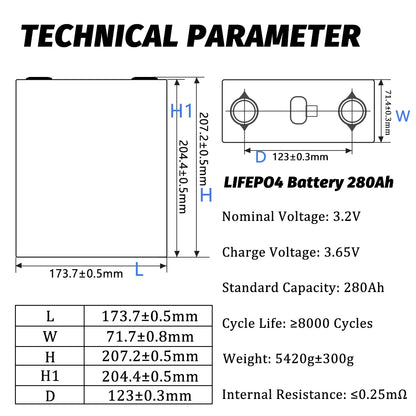 USA Stock EVE 3.2V 280K 304A LF280AH Lifepo4 BATTERY FOR Home Energy Storage