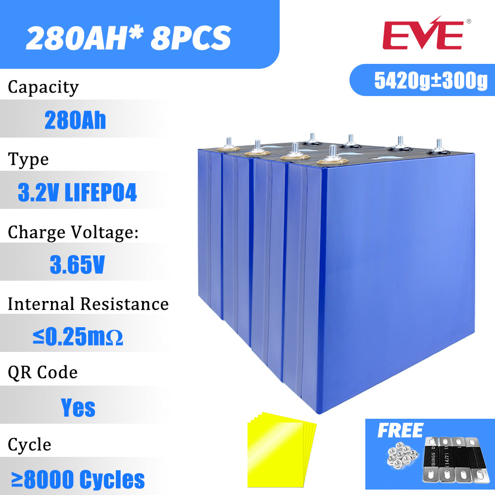 USA Stock EVE 3.2V 280K 304A LF280AH Lifepo4 BATTERY FOR Home Energy Storage