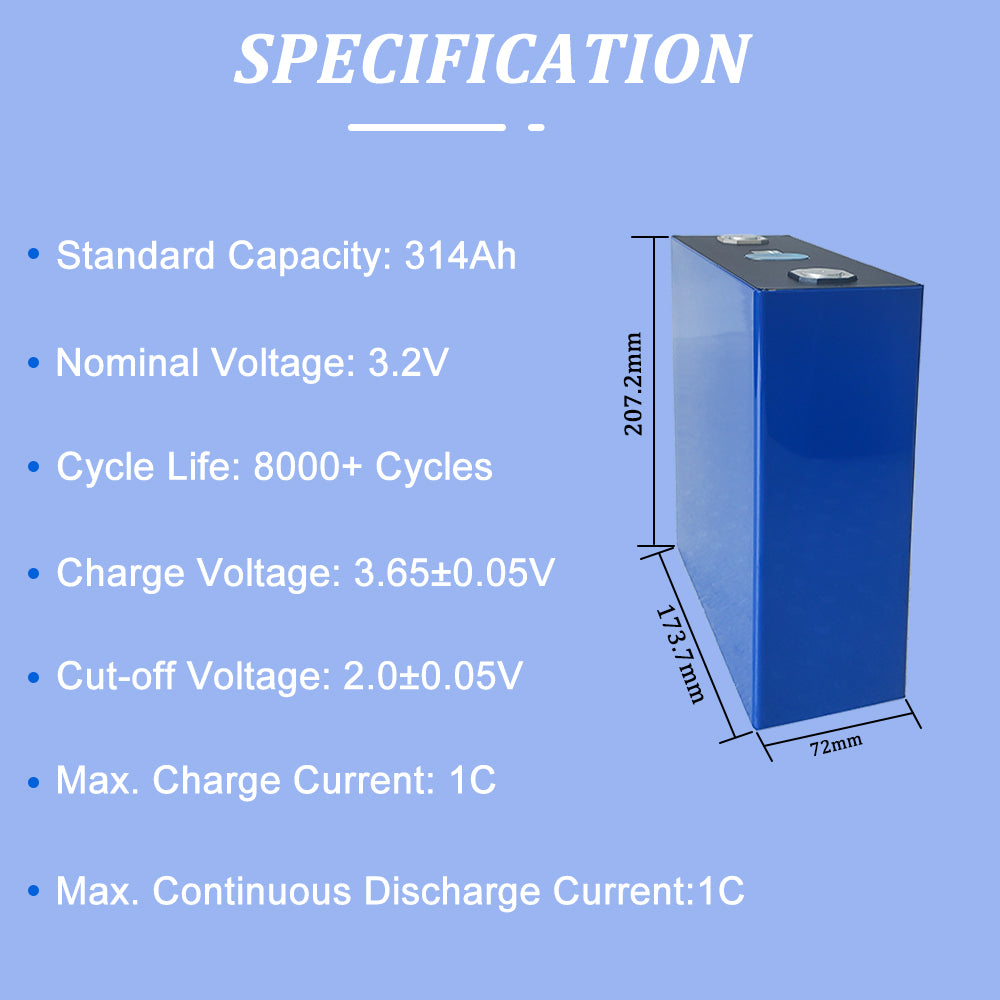 EVE MB31 3.2V 628AH LiFePo4 Cels Grade A, 8000 Cycles DIY 15-16kwh Home Energy Sytem