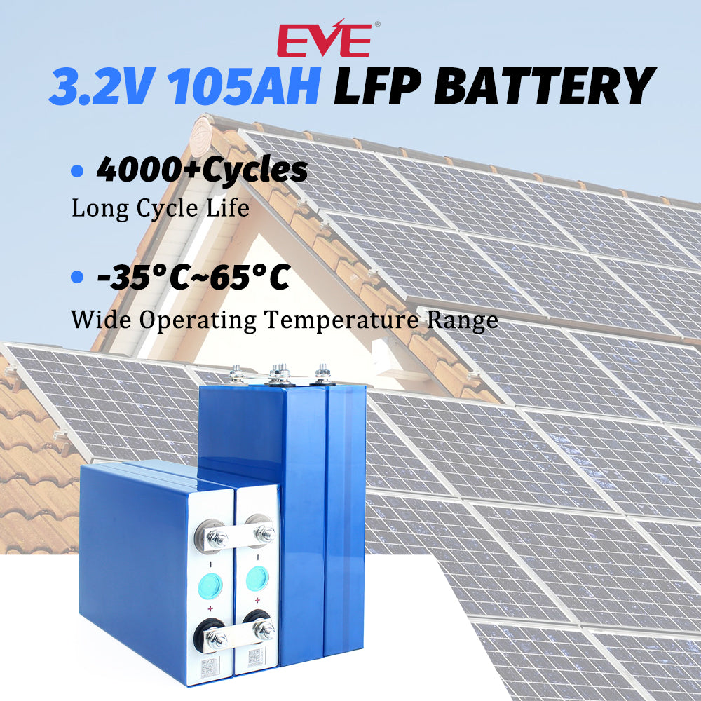 EVE 3.2V LF105A LiFePO4 3C EV Battery Grade A Prismatic Cell For 12V100A Boat, RV Solar System Can Ship to Ukraine