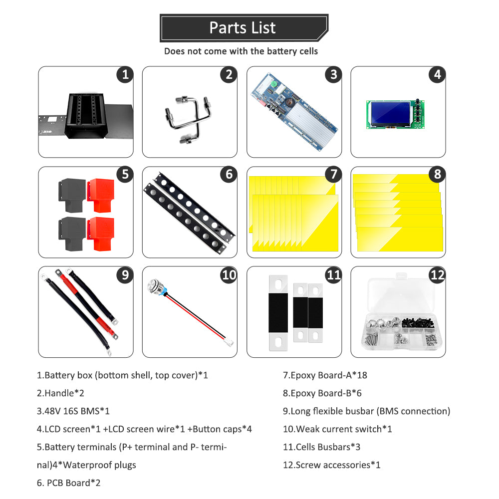 HAKADI 48V105A DIY BOX KITS With 16S 100A BMS CAN RS485 Good BOX for EVE LF105 lifepo4 DIY 5kwh Energy storage system