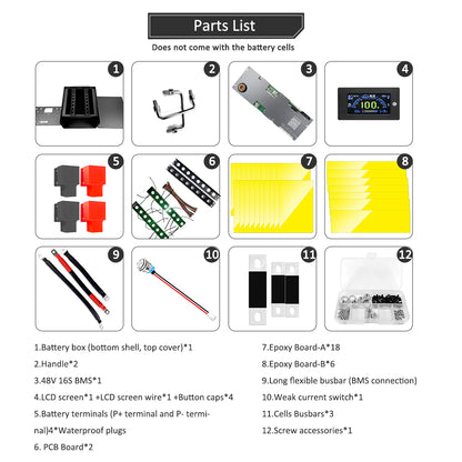 EU Stock! 16S105AH DIY BOX KITS With JK BMS 100A for EVE lf105ah Lifepo4 Battery System for Home Energy Storage