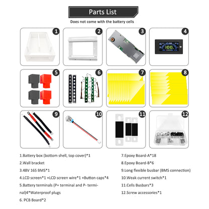 HAKADI DIY BOX KIT 48V100A 4.8kwh 5kwh with 16S 100A Smart BMS Active Balancer Suitable EVE 3.2V LF100MA lifepo4 battery OEM LOGO for Energy stock system