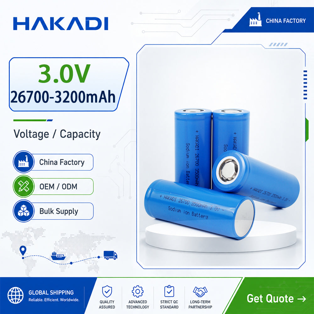 HAKADI Sodium Batteries for Sale 26700 3.0V 3200mAh New Rechargeable Battery ebike 36V