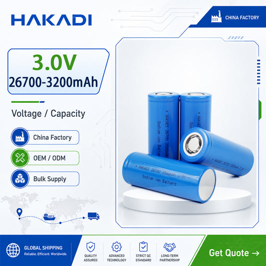 HAKADI Sodium Batteries for Sale 26700 3.0V 3200mAh New Rechargeable Battery ebike 36V