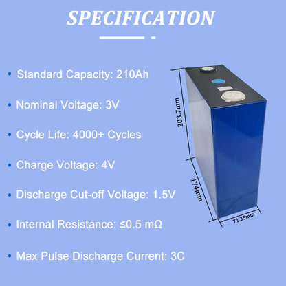 HAKADI 3v 210A Sodium-ion Battery 3000 Cycles Large Capacity 3C 630A for 10kwh Battery System Energy Work Well in Low Temperature -50°C