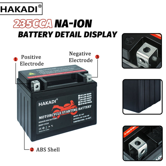 HAKADI 12V 7.8A Sodium IOn Bttery Pack for 235CCA Motor Starter Power FREE SHIP