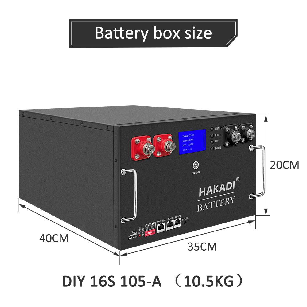 HAKADI 48V105A DIY BOX KITS With 16S 100A BMS CAN RS485 Good BOX for EVE LF105 lifepo4 DIY 5kwh Energy storage system