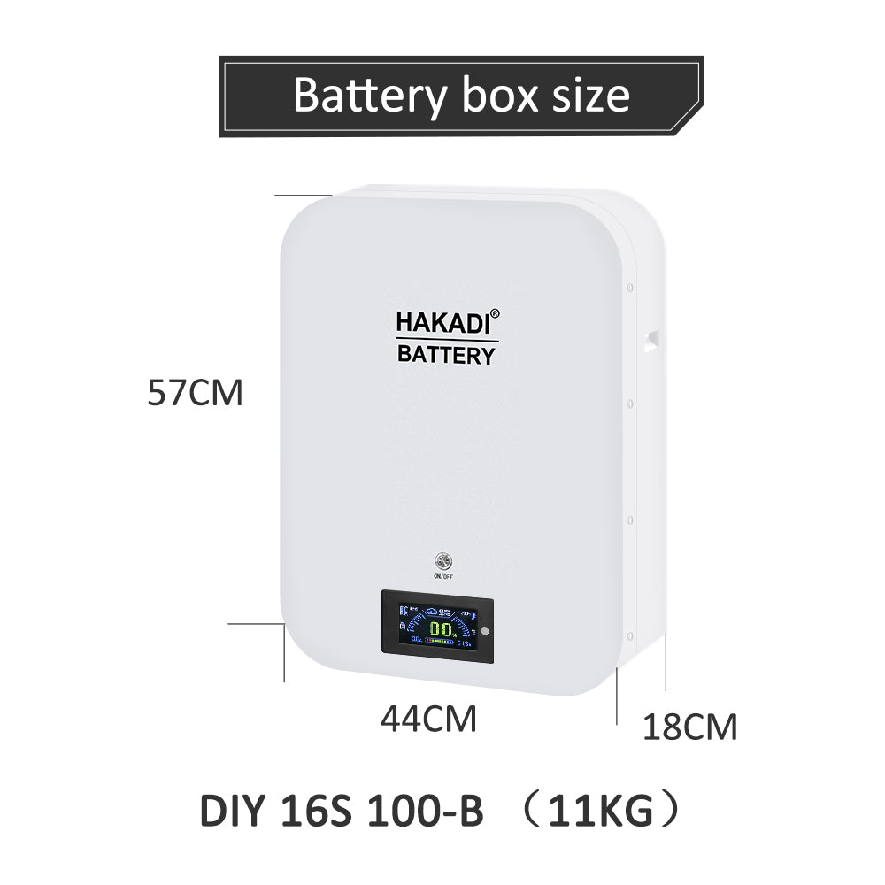 HAKADI DIY BOX KIT 48V100A 4.8kwh 5kwh with 16S 100A Smart BMS Active Balancer Suitable EVE 3.2V LF100MA lifepo4 battery OEM LOGO for Energy stock system