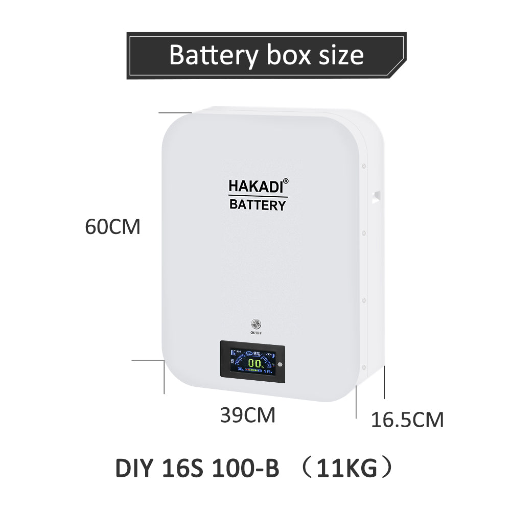 HAKADI DIY BOX KIT 48V100A 4.8kwh 5kwh with 16S 100A Smart BMS Active Balancer Suitable EVE 3.2V LF100MA lifepo4 battery OEM LOGO for Energy stock system