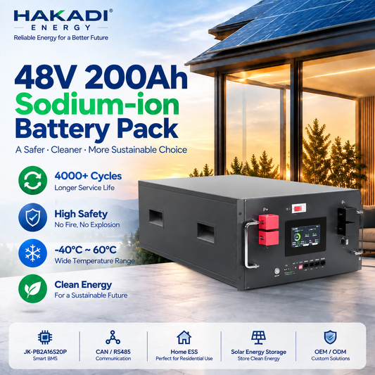 2026 NEW HAKADI Sodium Battery Pack 48V 10kwh 200A JK BMS Home Energy System 4000 Cycles