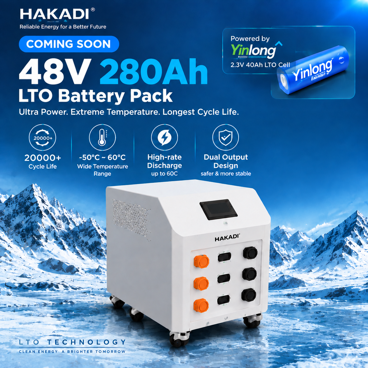 2026 NEW HAKADI 48V280AH LTO Lithium Titanate Pack Home Energy Low Temperature -40℃