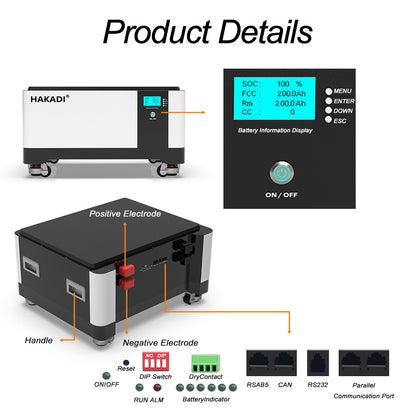 HAKADI Lifepo4 Battery 15KWH 30KWH 45KWH with 10KW inverter for House Energy Storage