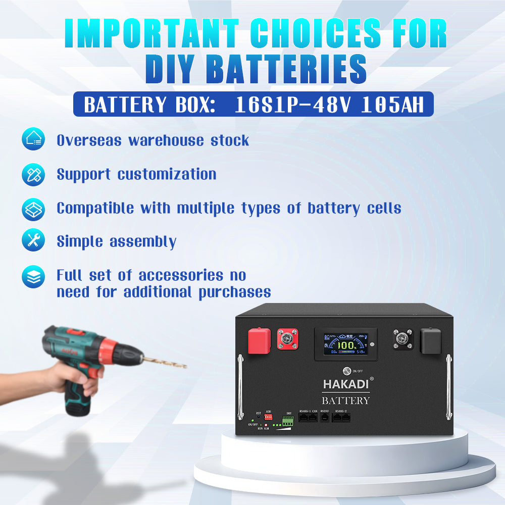 HAKADI 16S105 DIY BOX KITS With 16S 100A BMS CAN RS485 for EVE LF105 lifepo4 DIY 5kwh Energy storage system